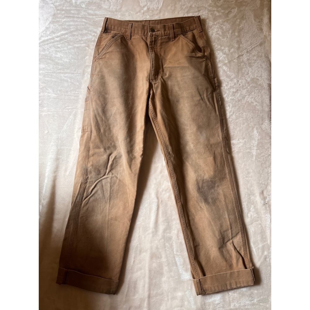 Carhartt Carpenter Pants Mens 31x29 Brown Duck Canvas Workwear